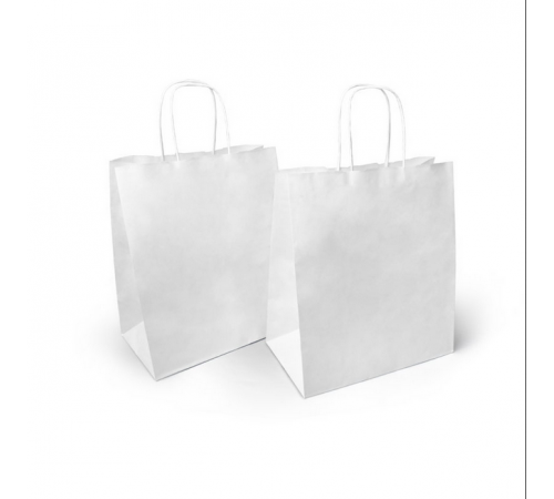 Бумажный пакет белый с кручеными ручками 320х200х370 мм (50шт)
