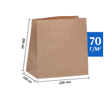 Крафт пакет бурый 220*120*290 (Ш*Г*В) мм
