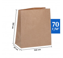 Крафт пакет бурый 140*95*305 (Ш*Г*В) мм