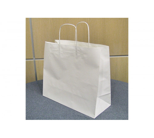 Бумажный пакет белый с кручеными ручками 320х200х370 мм (50шт)