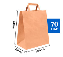 Бумажные пакеты с плоскими ручками  280х150х320 мм