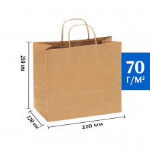 Крафт пакет с кручеными ручками  220х120х250 