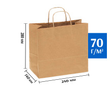 Бумажный пакет с кручеными ручками 240х140х280 мм 