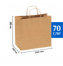 Бумажный пакет с кручеными ручками 240х140х280 мм 