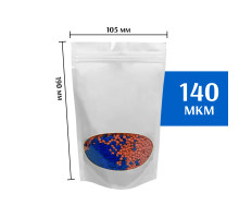 Пакет дой-пак белый с овальным окном 105*190 мм