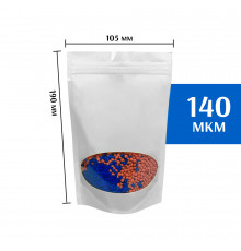 Пакет дой-пак белый с овальным окном 105*190 мм