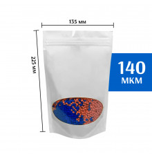 Пакет дой-пак белый с овальным окном 135*225 мм
