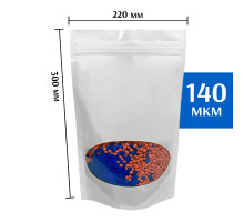 Пакет дой-пак белый с овальным окном 220*300 мм