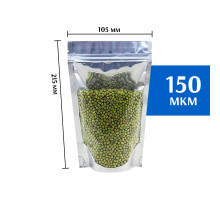 Пакет дой-пак с прозрачной стороной 105х215 мм