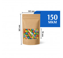 Крафт пакет дой-пак 105х185 с окном 70 мм