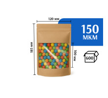 Крафт пакет дой-пак 120х185 с окном 100 мм