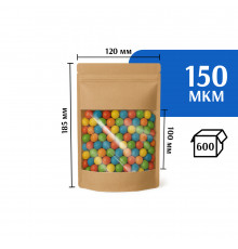 Крафт пакет дой-пак 120х185 с окном 100 мм