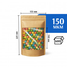 Крафт пакет дой-пак 135х225 с окном 140 мм