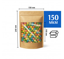 Крафт пакет дой-пак 150х240 с окном 140 мм