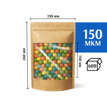 Крафт пакет дой-пак 150х240 с окном 140 мм