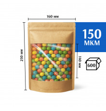 Крафт пакет дой-пак 160х250 с окном 140 мм