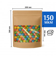 Крафт пакет дой-пак 200х260 с окном 100 мм