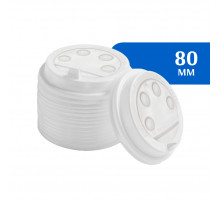 Крышка для стакана D80 пластиковая с клапаном белая  (100 шт)