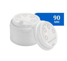 Крышка для стакана D90 пластиковая с клапаном белая (100 шт)