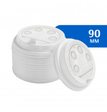 Крышка для стакана D90 пластиковая с клапаном белая (100 шт)