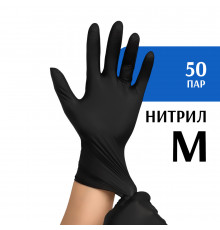 Перчатки нитриловые черные (M) 50 пар