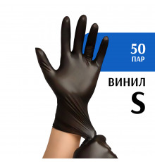 Перчатки виниловые черные (S) 50 пар
