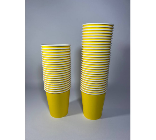 Стакан бумажный 250 мл желтый 1-слой  D80 (50 шт)