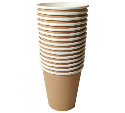 Стакан бумажный 350-400 мл крафт 1-слой D90 (50 шт)