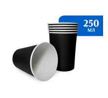 Стакан бумажный 250 мл черный 1-слой D80 (50 шт)