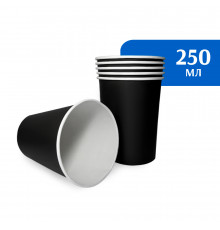 Стакан бумажный 250 мл черный 1-слой D80 (50 шт)