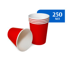 Стакан бумажный 250 мл красный 1-слой D80 (50 шт)