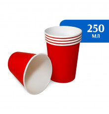 Стакан бумажный 250 мл красный 1-слой D80 (50 шт)