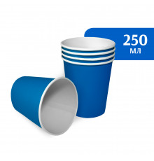 Стакан бумажный 250 мл синий 1-слой  D80 (50 шт)