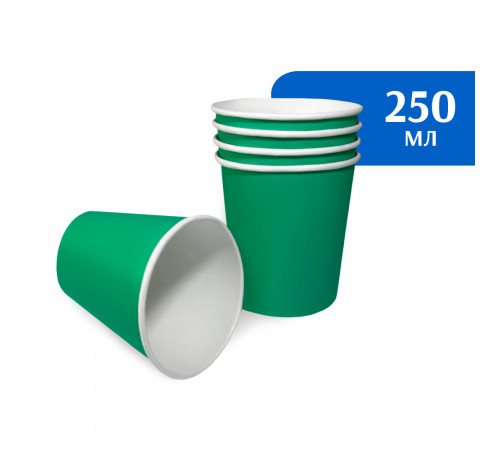 Стакан бумажный 250 мл зеленый 1-слой D80 (50 шт)