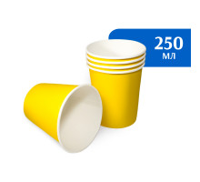 Стакан бумажный 250 мл желтый 1-слой  D80 (50 шт)