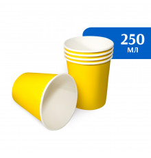 Стакан бумажный 250 мл желтый 1-слой  D80 (50 шт)