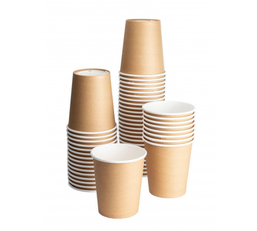 Стакан бумажный 350-400 мл крафт 1-слой D90 (50 шт)
