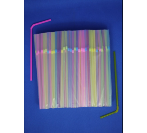 Трубочки с гофрой для коктейля 5х210 мм,  неоновые, 250 шт