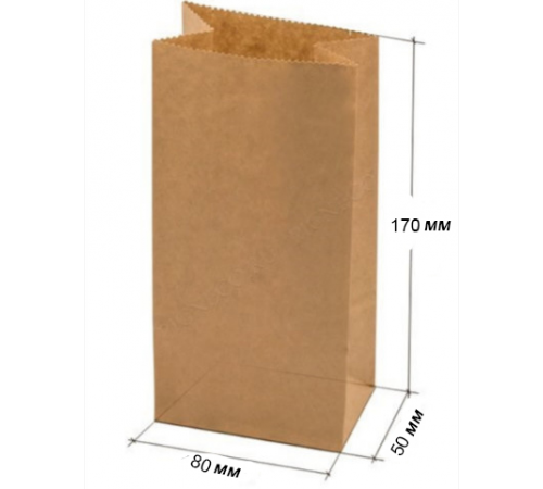 Крафт пакет бурый 80*50*170 (Ш*Г*В) мм (50 шт)