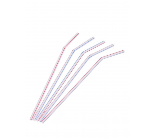 Трубочки с гофрой для коктейля 5х210 мм,  в красно-синюю полоску, 100 шт.