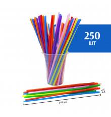 Трубочки с гофрой для коктейля 5х210 мм,  цветные, 250 шт