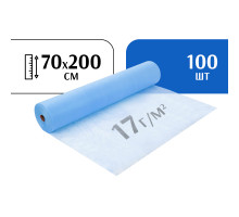 Простыни 70х200см  17г/м2  в рулоне голубой  (100 шт)