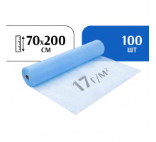 Простыни 70х200см  17г/м2  в рулоне голубой  (100 шт)