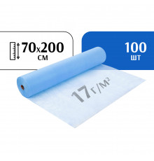 Простыни 70х200см  17г/м2  в рулоне голубой  (100 шт)